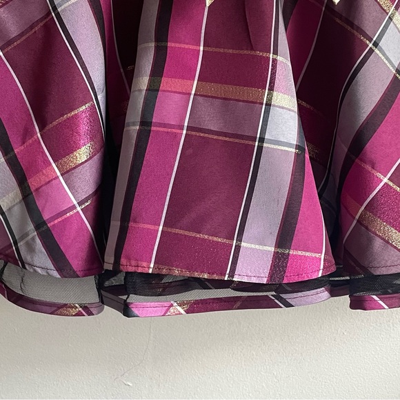 Christmas Dress Sz 7 Plum Velvet Pink Plaid & Gold Sash w Bow Bonnie Jean - Picture 4 of 6